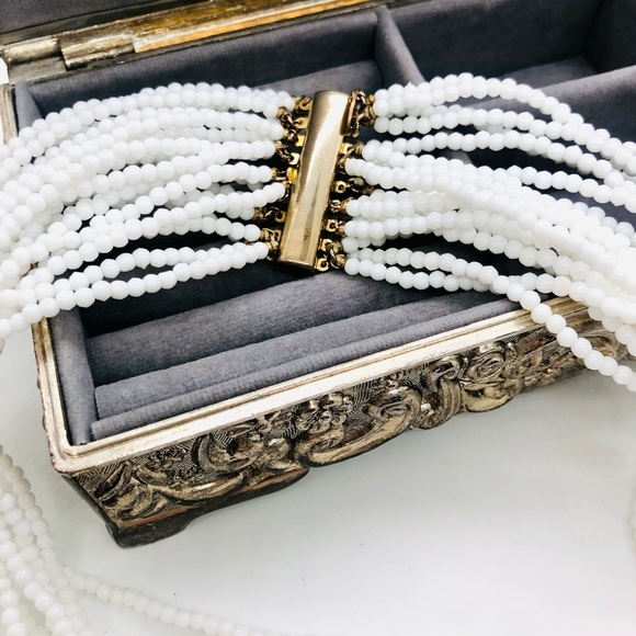 Vintage RARE Signed LES BERNARD White Runway Necklace - Picture 14 of 17